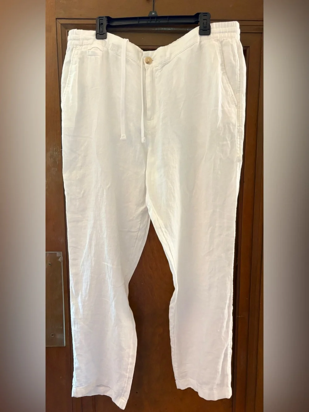 Men's White Linen Drawstring Pants